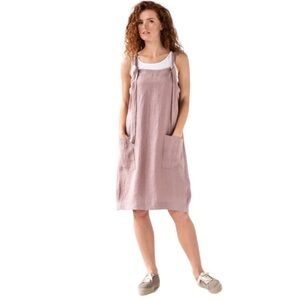 Magic LINEN PINAFORE DRESS VISBY Woodrose Pink‎ S
